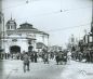 Budapest festivities 5. People crowdig in front of the carousel and the pavilion of the Feszty cyclorama in the City Park, c. 1910. Author: unknown.