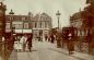 Schiedam city 4. Koemarkt and Koemarkt bridge in the city centre, on the right the steam tram to Rotterdam, ca. 1900. Author: unknown.