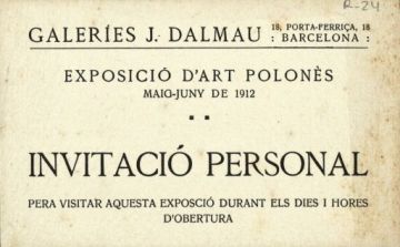 Invitació a l'Exposició d'Art Polonès a les Galeries Dalmau del carrer Portaferrisa, Barcelona, 1912